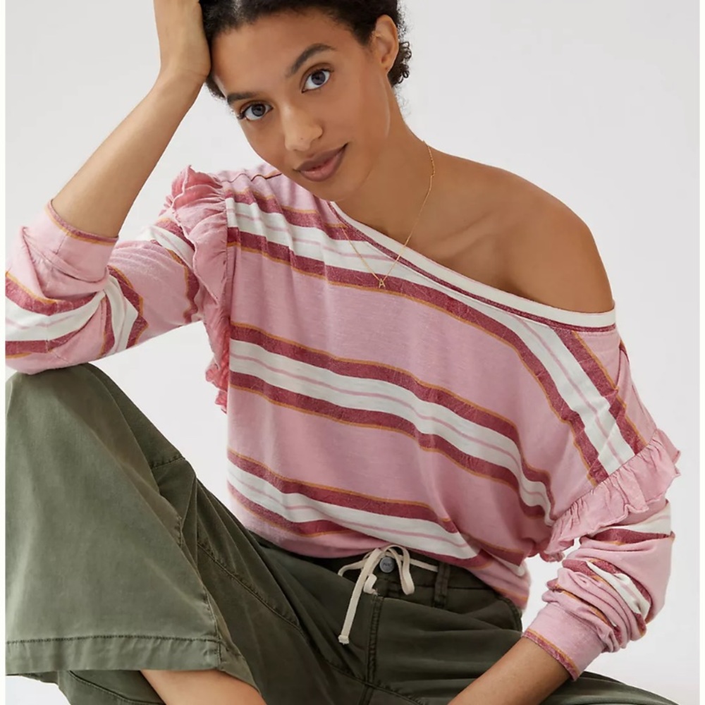 NWT Anthropologie Pilcro Ruffled Open Back Top